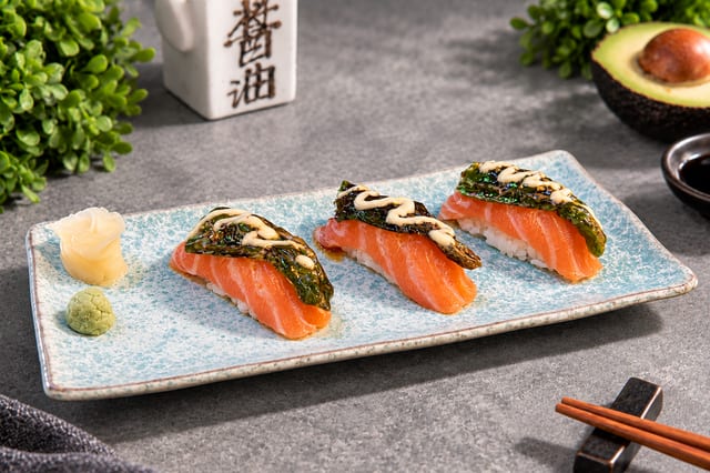 Salmon Sushi W/Shishito Pepper.